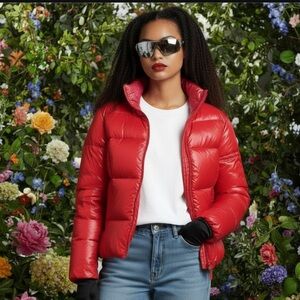 Deal!🎄🔥❄️SAM Red Shiny Women's Red Puffer Jacket